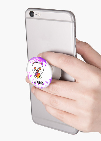 Попсокет (Popsockets) держатель для смартфона Лайк Котик (Likee Cat) (8754-1036) Черный MobiPrint (216748399)
