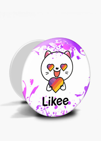 Попсокет (Popsockets) держатель для смартфона Лайк Котик (Likee Cat) (8754-1036) Черный MobiPrint (216748399)