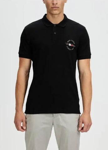 Черная футболка-поло мужское для мужчин Tommy Hilfiger