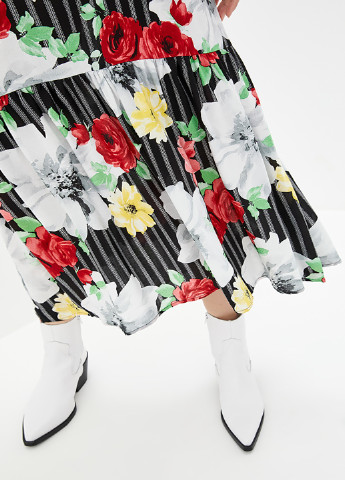 Комбинированное кэжуал платье а-силуэт Gingier с цветочным принтом