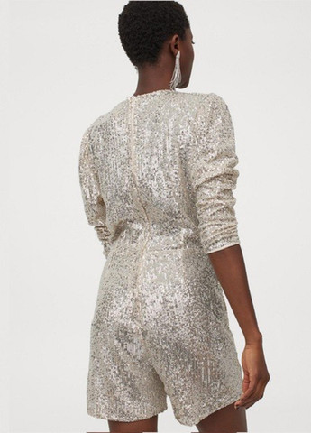 Комбинезон H&M комбинезон-шорты однотонный серебряный коктейльный полиэстер