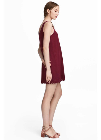 Бордовое кэжуал платье платье-майка H&M однотонное