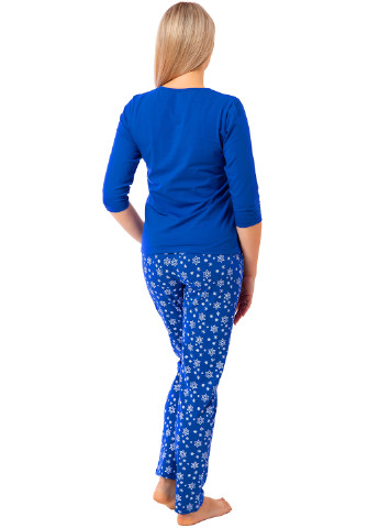 Синя всесезон комплект жіночий (джемпер та штани) лонгслив + брюки Kosta