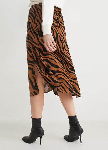 Разноцветная кэжуал с абстрактным узором юбка C&A а-силуэта (трапеция)