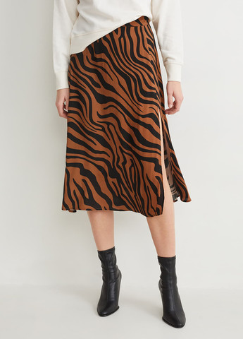 Разноцветная кэжуал с абстрактным узором юбка C&A а-силуэта (трапеция)