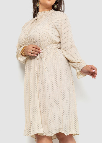 Светло-бежевое кэжуал платье плиссированное Ager в горошек