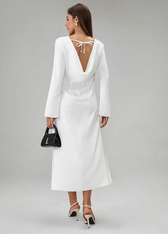 Білий святковий, вечірня, ділова, кежуал сукня а-силует SHEIN однотонна