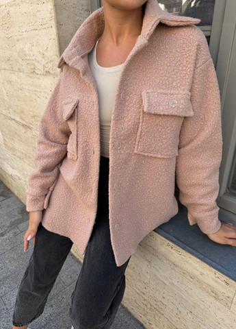 Бежевая кэжуал рубашка однотонная No Brand