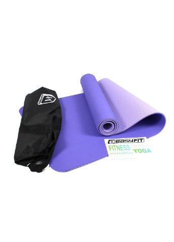 Килимок для йоги TPE + TC ECO-Friendly 6 мм бузковий - світло-бузковий (мат-каремат спортивний, йогамат для фітнесу) EasyFit (237596310)