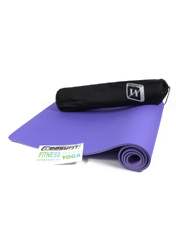 Коврик для йоги TPE+TC ECO-Friendly 6 мм сиреневый - светло-сиреневый (мат-каремат спортивный, йогамат для фитнеса) EasyFit (237596310)