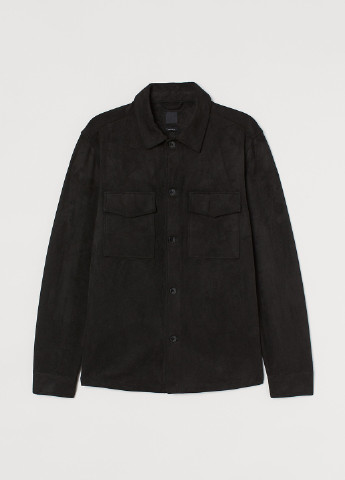 Куртка-рубашка H&M однотонная чёрная кэжуал