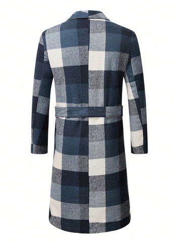 Синє зимнє Пальто двобортне SHEIN