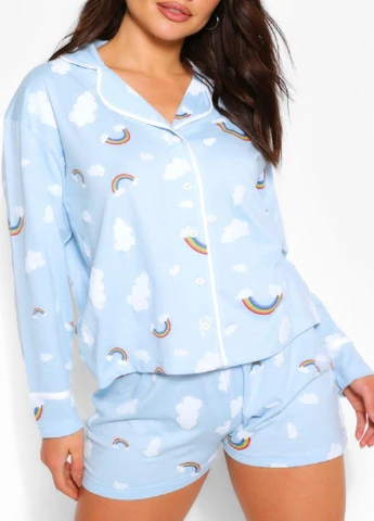 Голубая всесезон пижама Boohoo