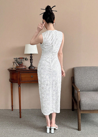 Білий кежуал сукня футляр SHEIN однотонна