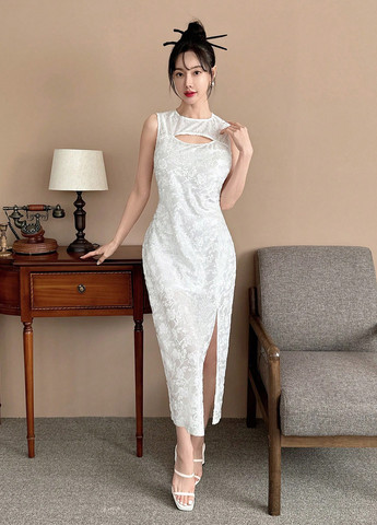 Білий кежуал сукня футляр SHEIN однотонна