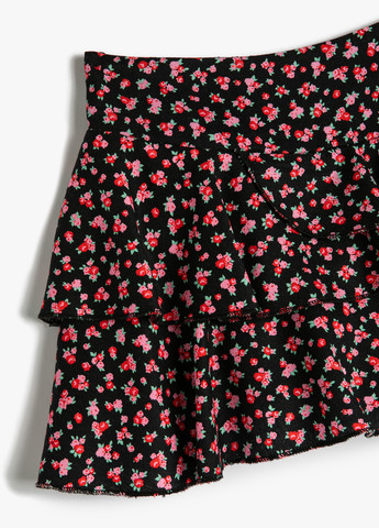 Черная кэжуал цветочной расцветки юбка KOTON клешированная