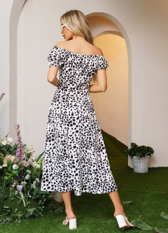 Комбінована повсякденний сукня жіноча кльош ISSA PLUS з тваринним принтом