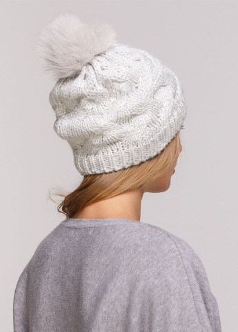 Тепла зимова в'язана вовняна шапка з помпоном на флісовій підкладці 550903 DeMari джейн (237904103)