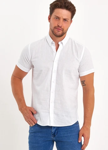Белая кэжуал рубашка однотонная Trend Collection