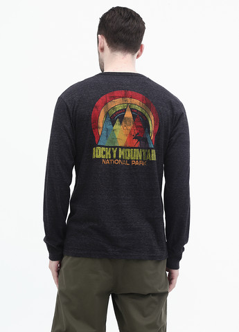 Темно-серый демисезонный кэжуал лонгслив Blue 84 с рисунком