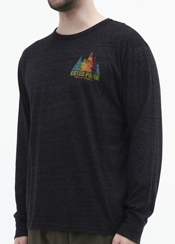 Темно-серый демисезонный кэжуал лонгслив Blue 84 с рисунком