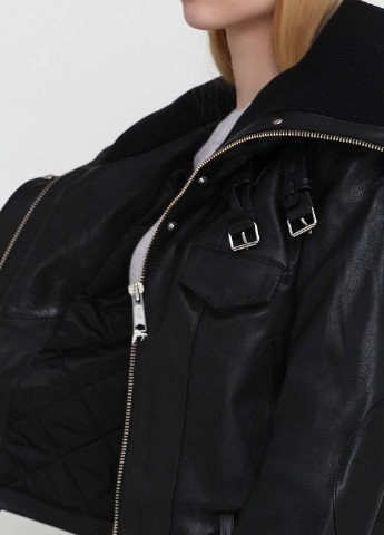 Черная демисезонная куртка кожанная H&M Studio