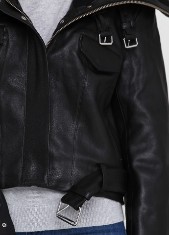 Черная демисезонная куртка кожанная H&M Studio