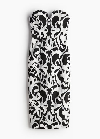 Чорно-білий коктейльна, кежуал сукня H&M з абстрактним візерунком