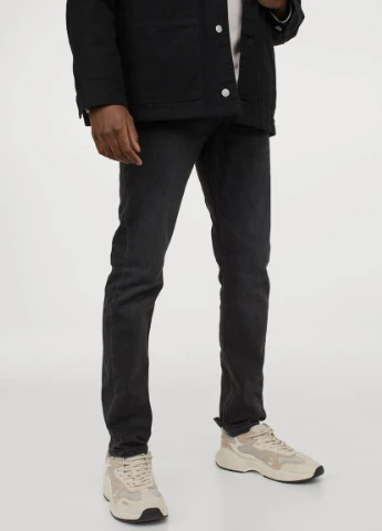 Черные демисезонные джинсы slim H&M