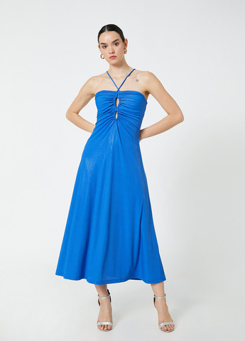 Синее кэжуал платье клеш KOTON однотонное