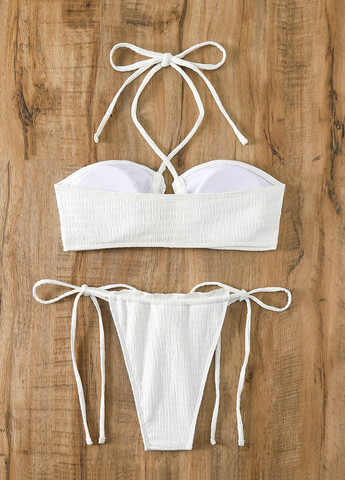 Белый демисезонный купальник (лиф, трусики) бандо, раздельный SHEIN
