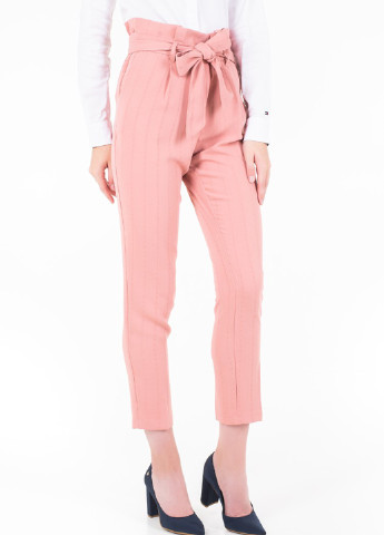 Светло-розовые кэжуал демисезонные зауженные, укороченные брюки Tom Tailor