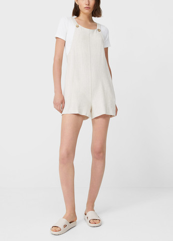 Комбінезон Stradivarius комбінезон-шорти однотонний світло-бежевий кежуал віскоза, льон