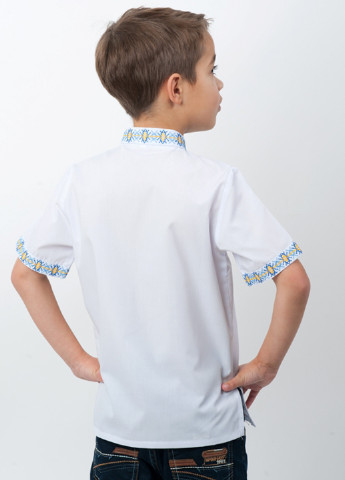 Белая кэжуал рубашка с орнаментом Vyshyvanka с коротким рукавом