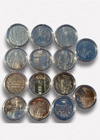 Набор из 14 цинковых монет 2018-2022г. серии Вооруженные Силы Украины Blue Orange (254762057)