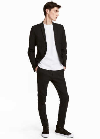 Черные кэжуал демисезонные со средней талией брюки H&M