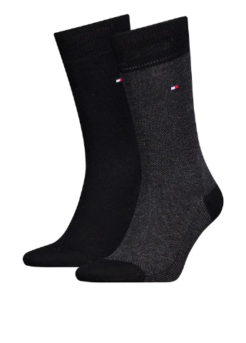 Чёрные носки (2 пары) Tommy Hilfiger однотонные (303686070)