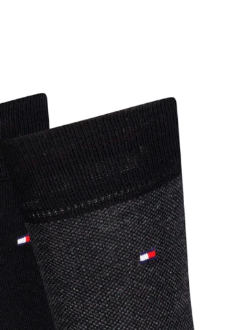Чёрные носки (2 пары) Tommy Hilfiger однотонные (303686070)