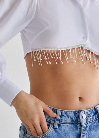 Белая кэжуал рубашка однотонная Gepur