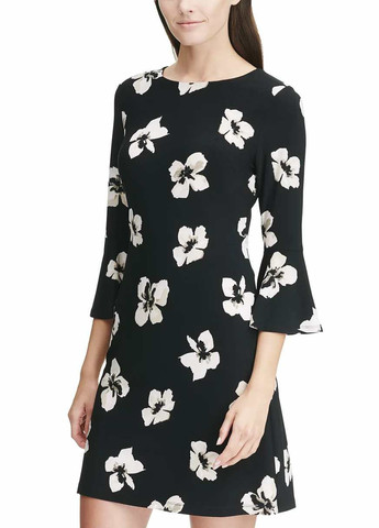 Черное кэжуал платье футляр Tommy Hilfiger с цветочным принтом