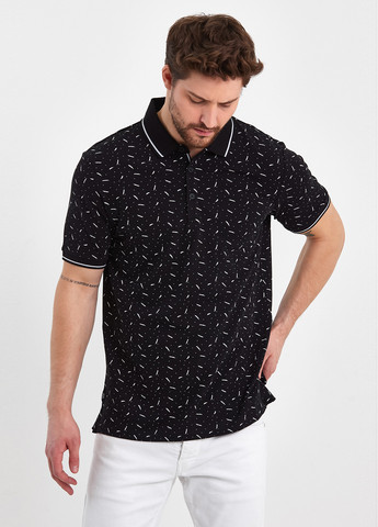 Черная футболка-поло для мужчин Trend Collection с рисунком