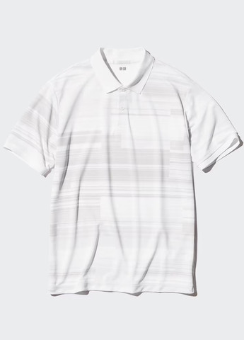Белая футболка-поло для мужчин Uniqlo в полоску