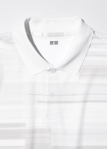 Белая футболка-поло для мужчин Uniqlo в полоску