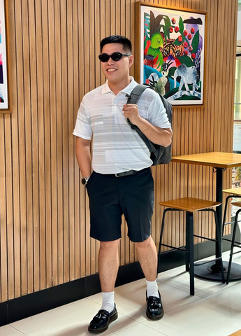 Белая футболка-поло для мужчин Uniqlo в полоску