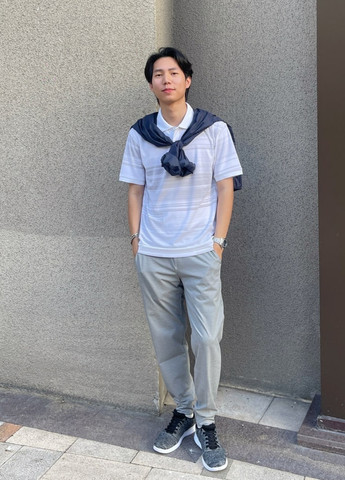 Белая футболка-поло для мужчин Uniqlo в полоску