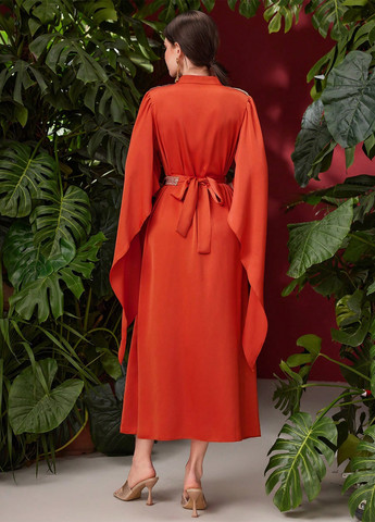 Коралова коктейльна, кежуал сукня кльош, сукня-кейп SHEIN однотонна