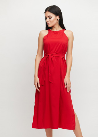 Красное кэжуал платье бритни с открытыми плечами Karree однотонное