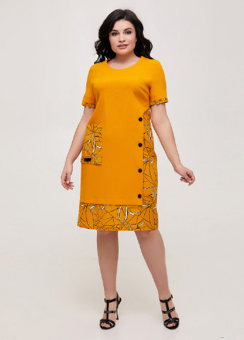 Горчичное кэжуал платье A'll Posa с абстрактным узором