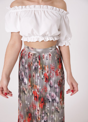 Серая кэжуал цветочной расцветки юбка TessDress плиссе