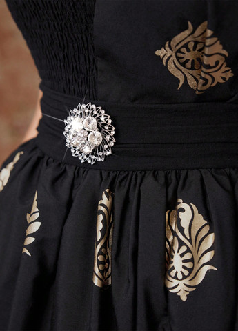 Чорна коктейльна, вечірня сукня на одне плече SHEIN з орнаментом